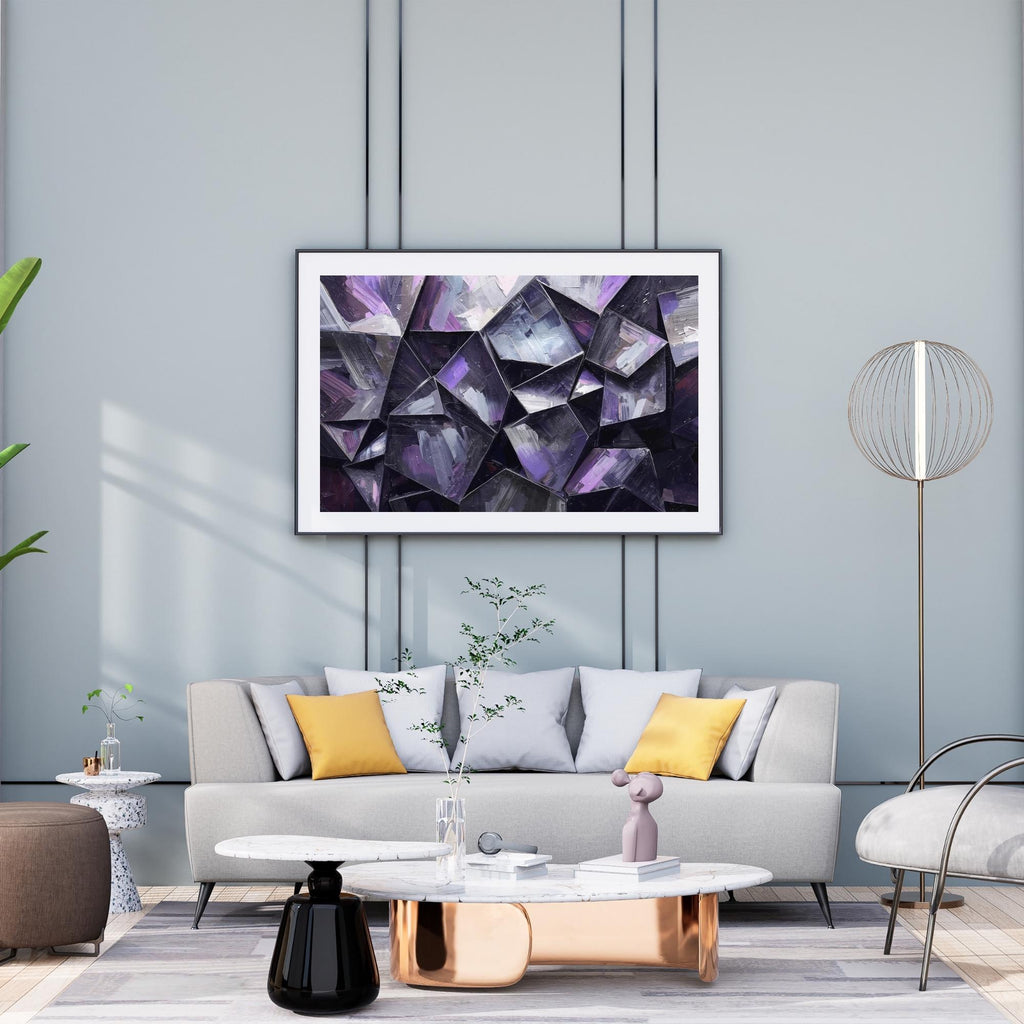 Metallic Silver Purple Geometric Abstract Wall Art Printable Modern Luxury Digital Art Minimalist Home Decor Digital Download
