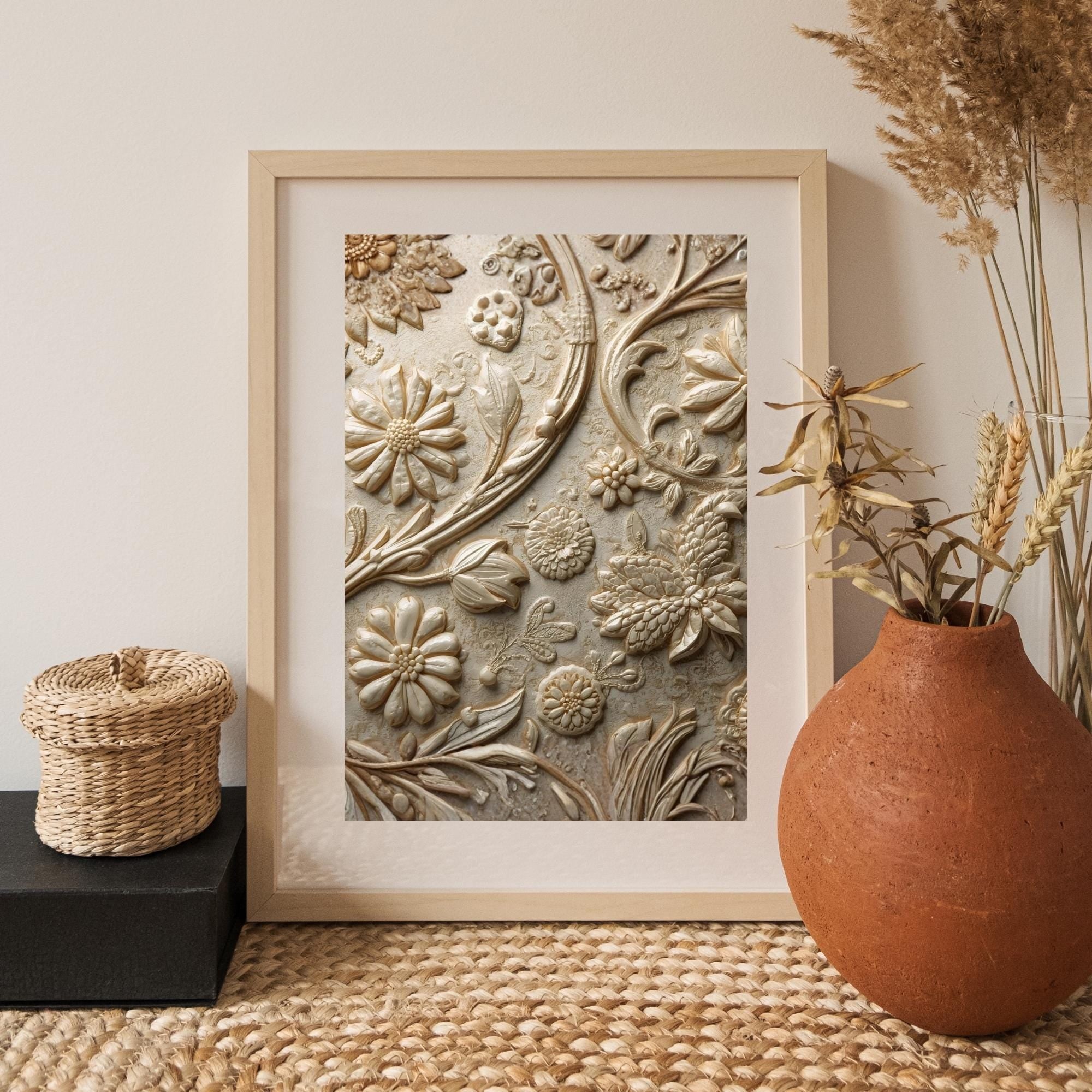 Embossed Textured Close Up Wall Art Print Elegant 3D Relief Abstract Minimalist Neutral Tone Modern Luxury Digital Download Home Decor