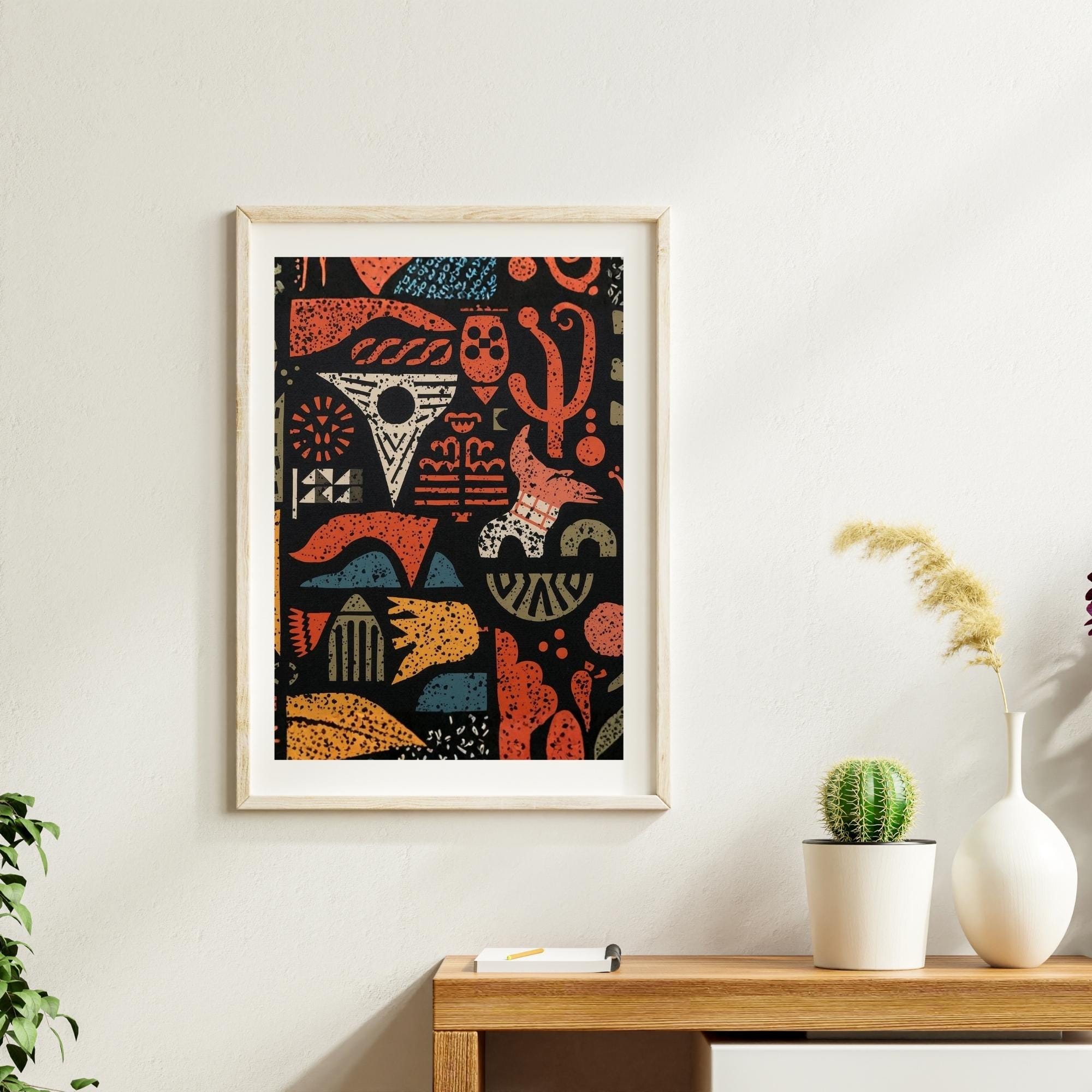 Block Print Pattern Wall Art Printable Seamless Textile Design Abstract Geometric Boho Decor Modern Minimalist Digital Download