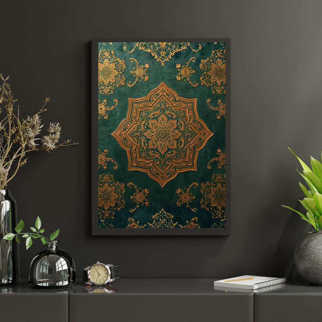 Mughal Style Intricate Floral Illustration Wall Art Printable, Royal Pattern Decor, Traditional Islamic Miniature Art Digital Download