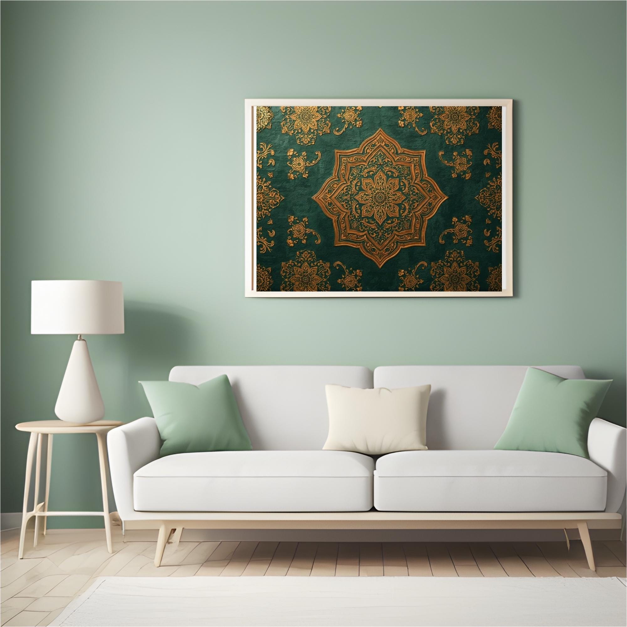 Mughal Style Intricate Floral Illustration Wall Art Printable, Royal Pattern Decor, Traditional Islamic Miniature Art Digital Download