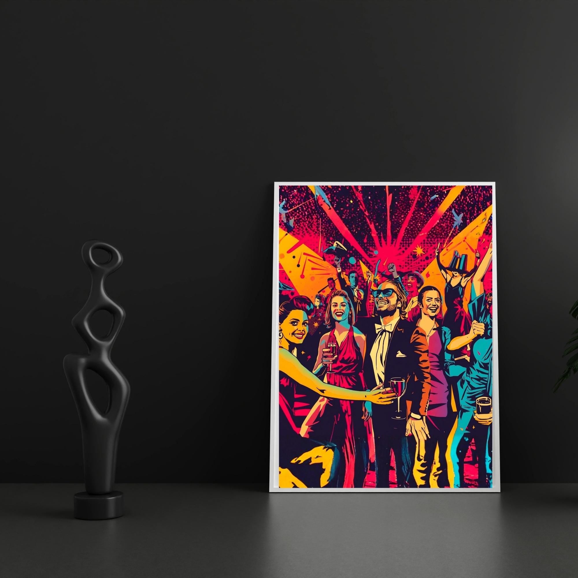 Vibrant New Years Eve Party Wall Art Printable, Energetic Celebration  Print, Festive Abstract Event Decor  Modern Digital Download