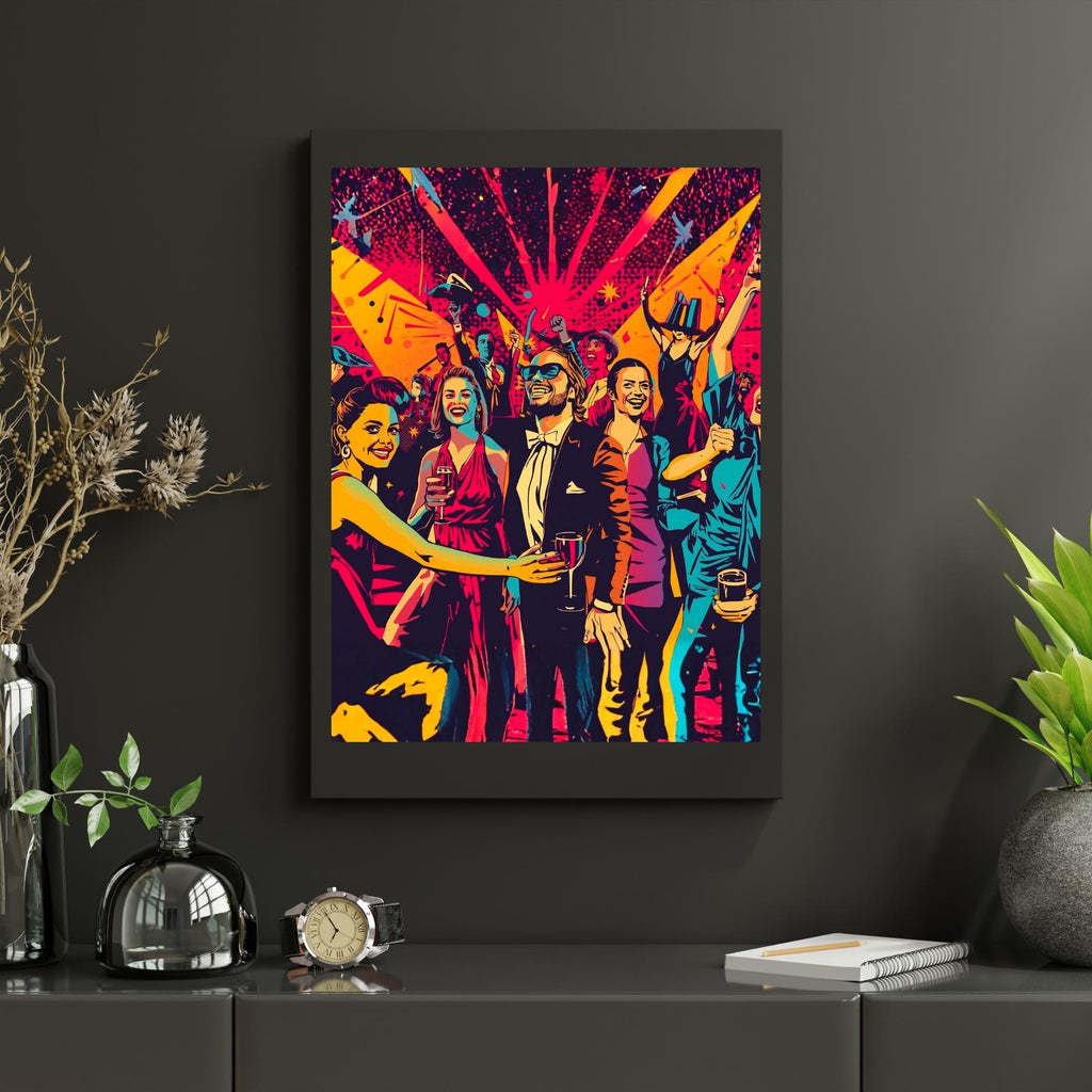 Vibrant New Years Eve Party Wall Art Printable, Energetic Celebration  Print, Festive Abstract Event Decor  Modern Digital Download