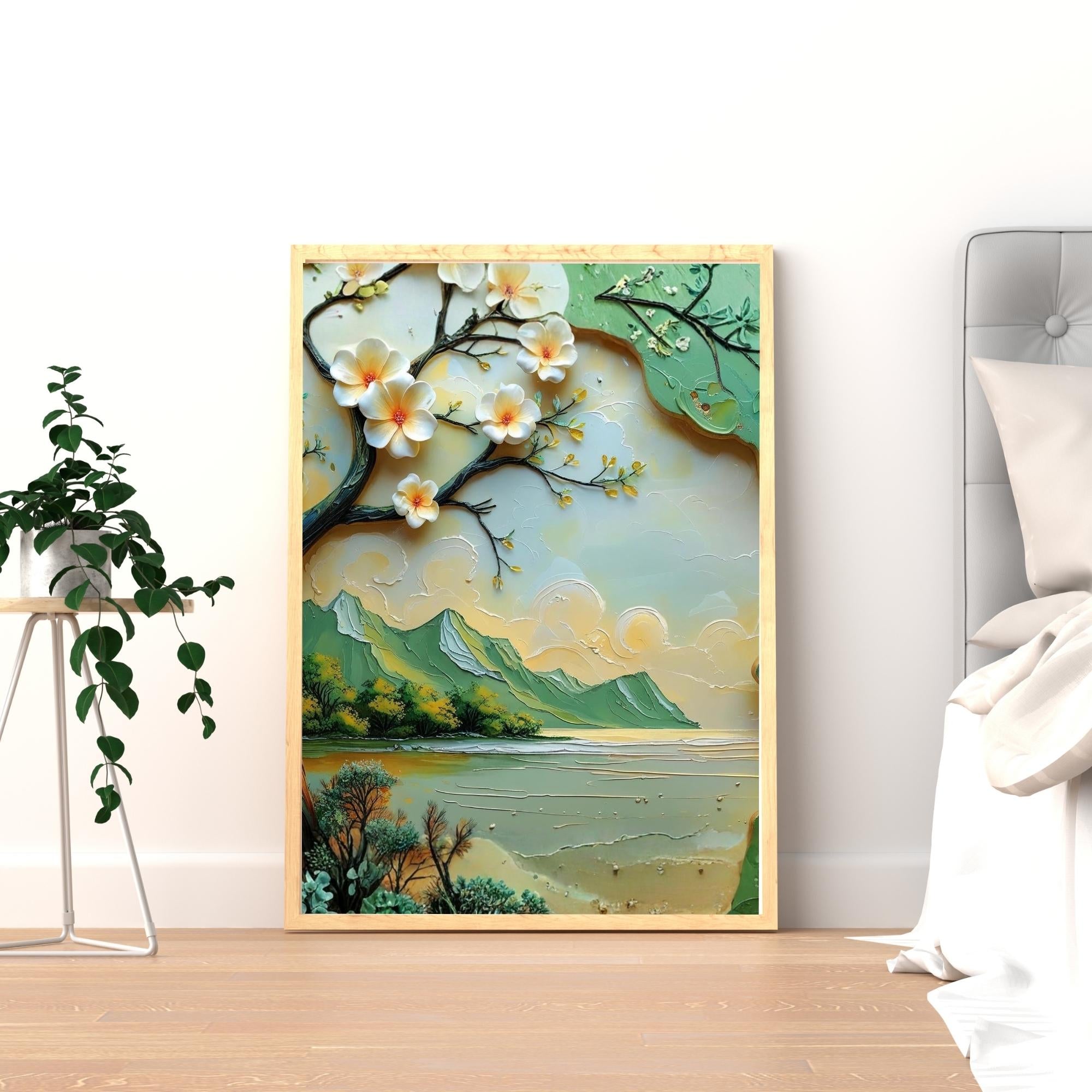 Embossed Oil Painting Printable Wall Art, Textured Vintage Canvas Print, Elegant Neutral Home Decor, Luxury Digital Download