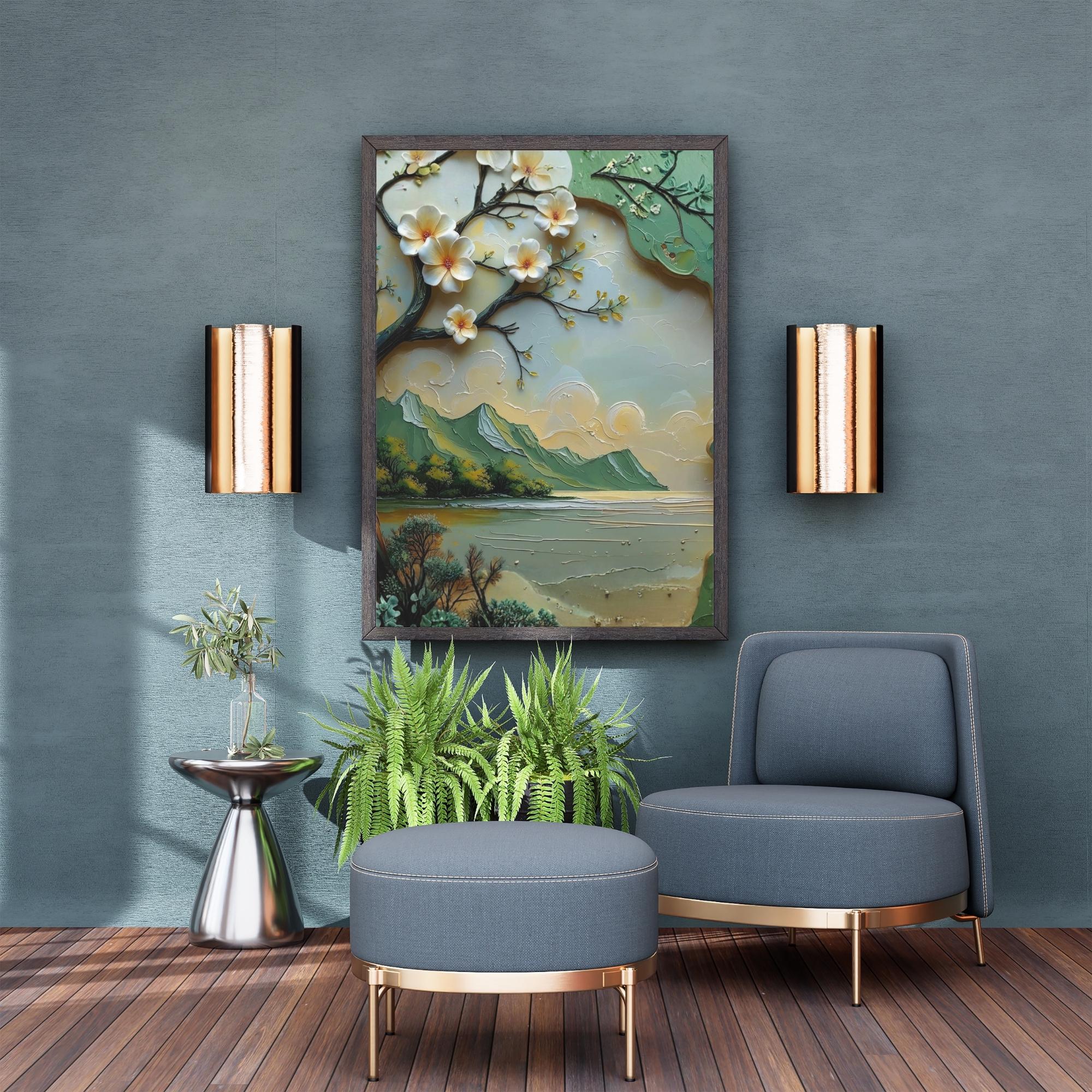 Embossed Oil Painting Printable Wall Art, Textured Vintage Canvas Print, Elegant Neutral Home Decor, Luxury Digital Download