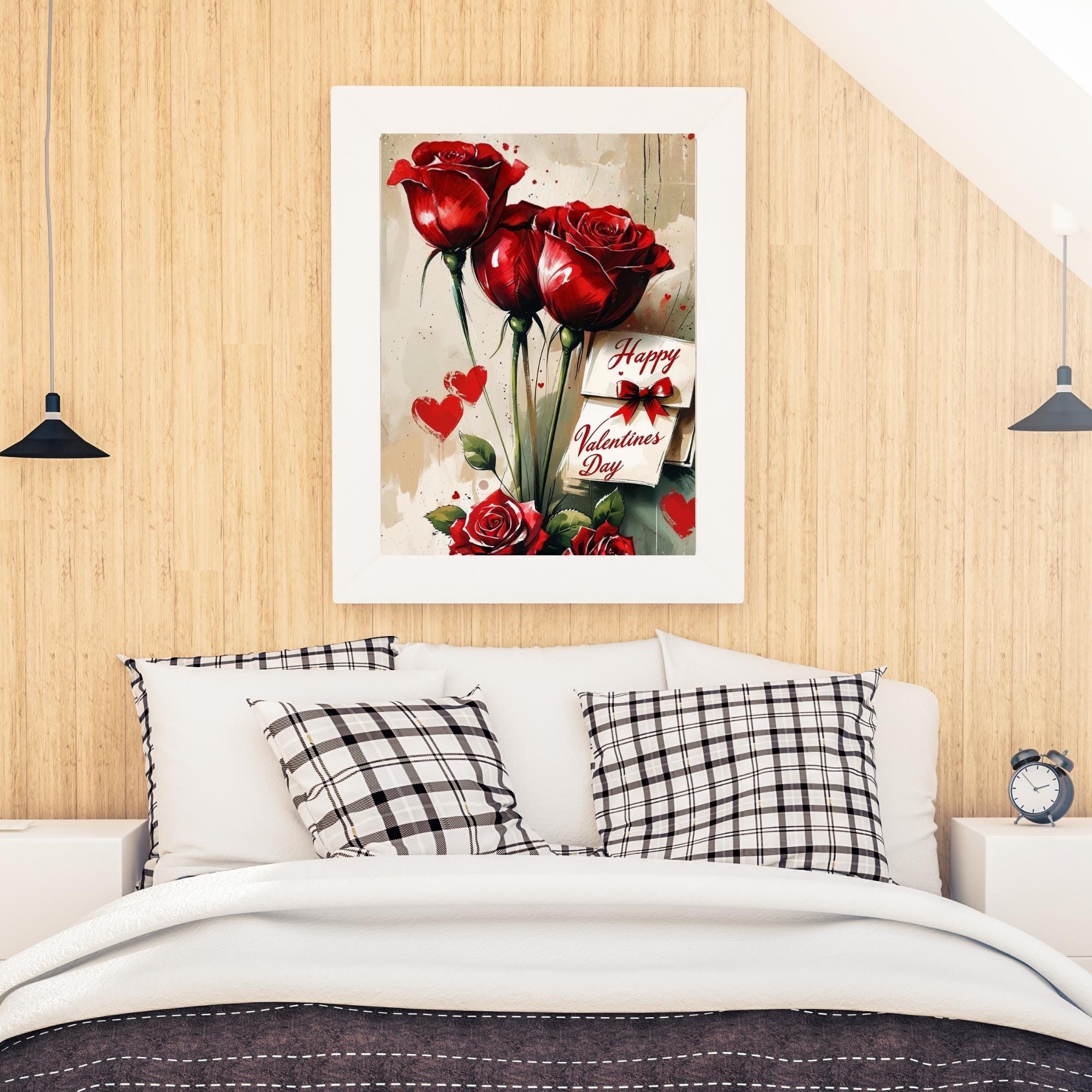 Valentine’s Rose Brushstroke Painting Wall Art Printable Romantic Floral Abstract Art Love Theme Digital Download