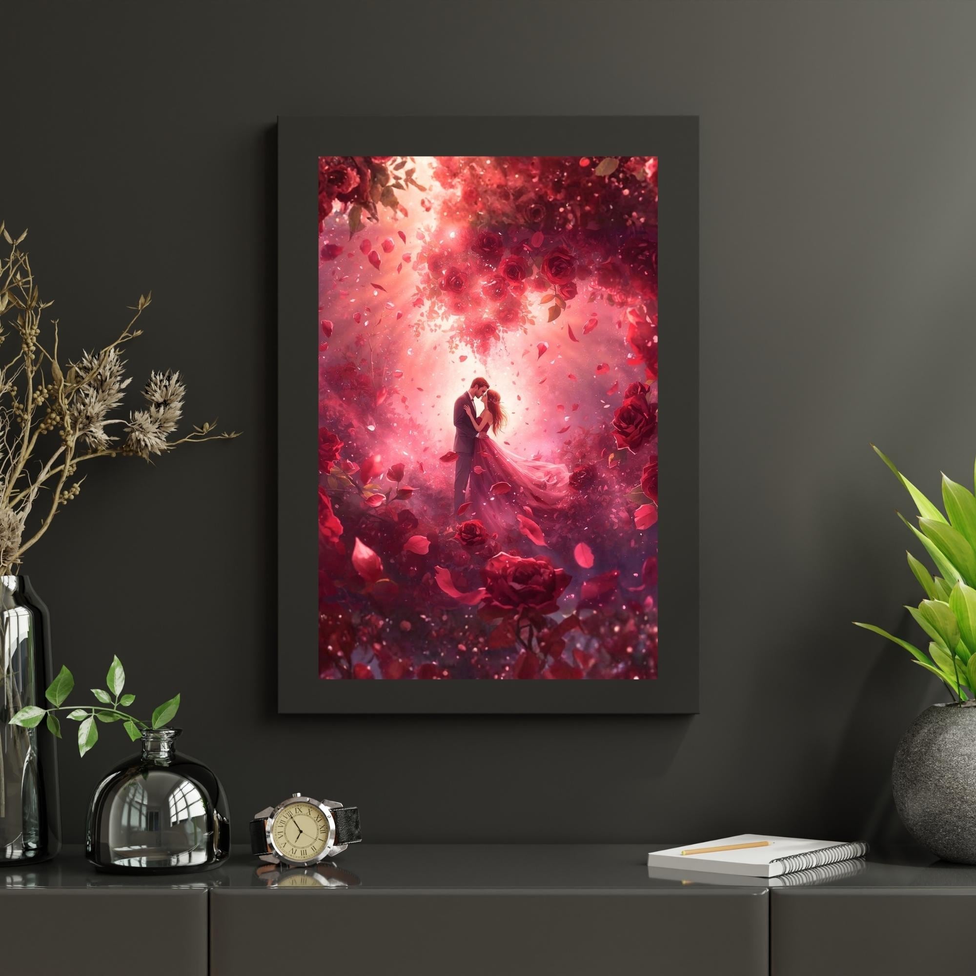 Valentine’s Fantasy Couple in Love Wall Art Printable Romantic Dreamy Illustration Magical Love Theme Digital Download