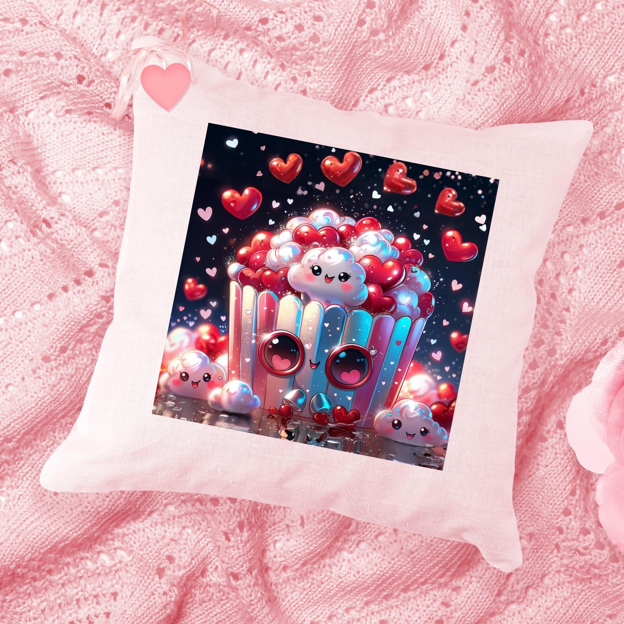 Valentine’s Popcorn & Hearts Cartoon Wall Art Printable Cute Romantic Pop Art Illustration Fun Love Theme Digital Download