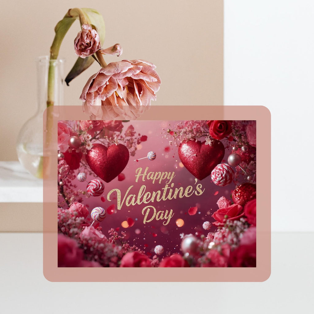 Happy Valentine’s Day Wall Art Printable Romantic Love Theme Floral Hearts Aesthetic Greeting Poster Digital Download