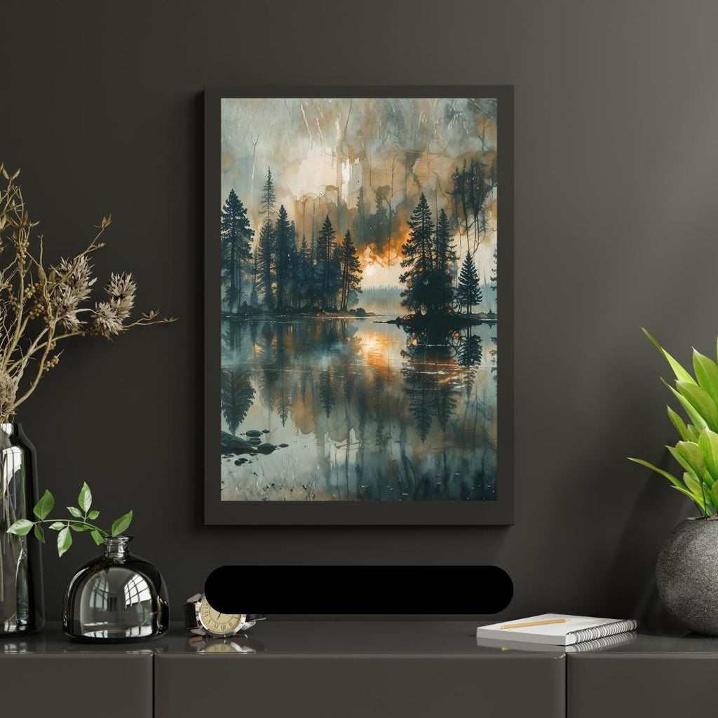 Serene Landscape Oil Painting Wall Art Printable Calm Nature Scene Impressionist Brushstroke Style Digital Download