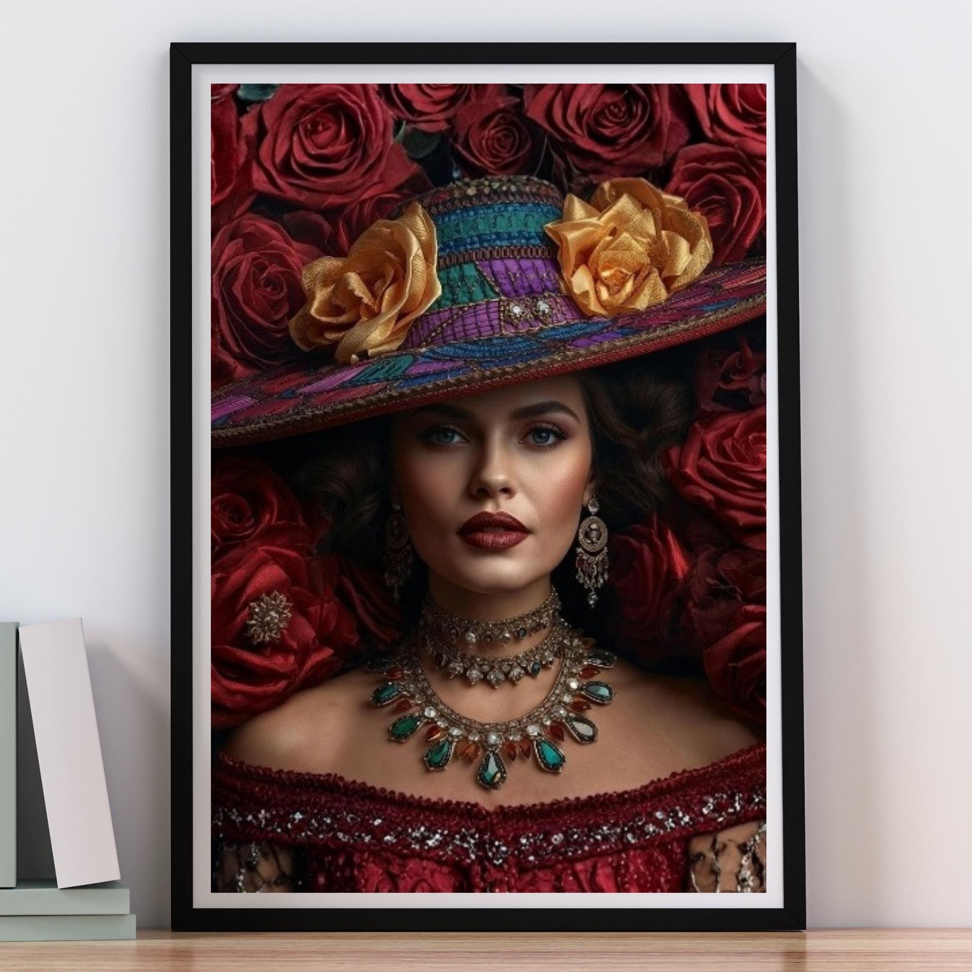 Vintage Maroon Portrait Wall Art Printable Rare Antique Style Elegant Moody Aesthetic Classical Figure Digital Download
