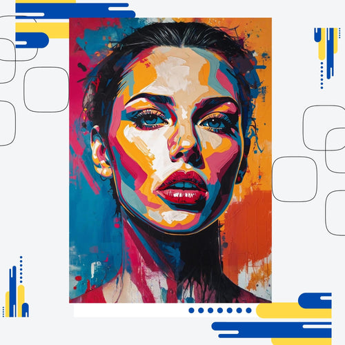 Abstract Vibrant Portrait Wall Art Printable Colorful Expressive Painting Modern Bold Strokes Contemporary Digital Download