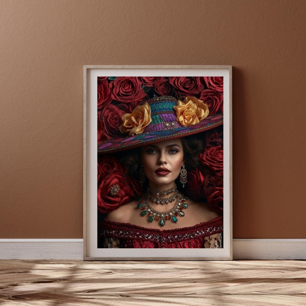 Vintage Maroon Portrait Wall Art Printable Rare Antique Style Elegant Moody Aesthetic Classical Figure Digital Download