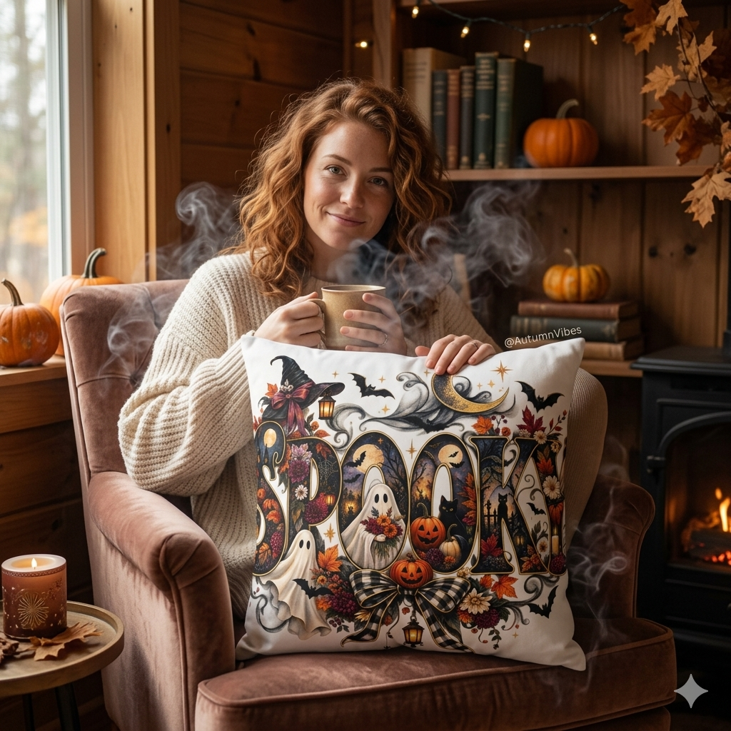 Spooky Halloween Cushion Poly Canvas Fall Home Decor Stuffed Accent Cushions Spooky Festive Collection