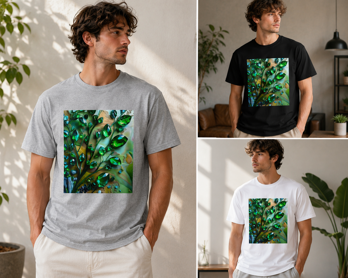 Green Emerald Gemstone Print T-Shirt | Unique Crystal Graphic Tee