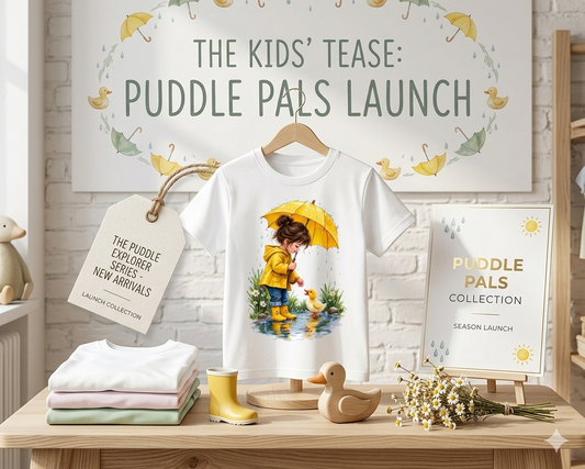 Kidswear Rainy Day  – Yellow Raincoat & Duckling Watercolor Shirt, Cute Kids Graphic Tee, Rainy Day Nature Shirt