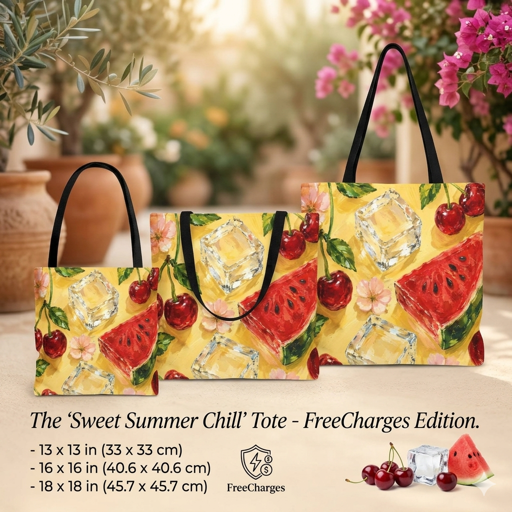 Summer Fruit Tote Bag – Cherry & Watermelon AOP Bag | Colorful Everyday Accessory